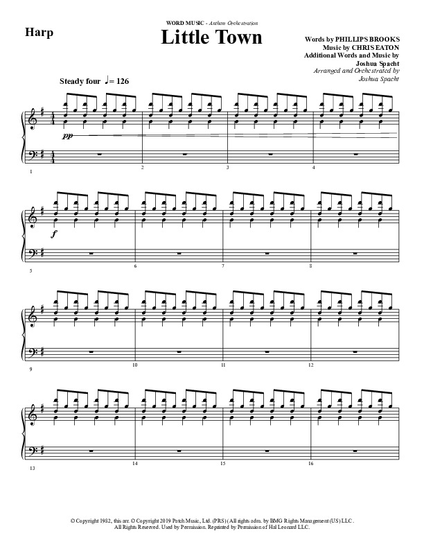 Little Town (Choral Anthem SATB) Harp (Word Music Choral / Arr. Joshua Spacht)