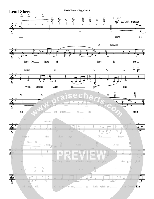 Little Town (Choral Anthem SATB) Lead Sheet (Melody) (Word Music Choral / Arr. Joshua Spacht)