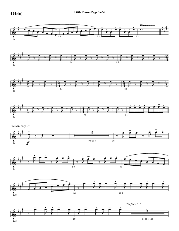 Little Town (Choral Anthem SATB) Oboe (Word Music Choral / Arr. Joshua Spacht)