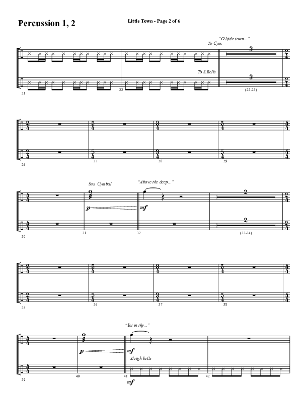 Little Town (Choral Anthem SATB) Percussion (Word Music Choral / Arr. Joshua Spacht)