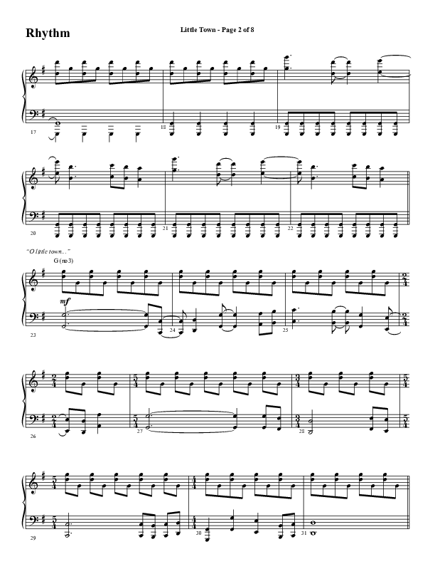 Little Town (Choral Anthem SATB) Rhythm Chart (Word Music Choral / Arr. Joshua Spacht)