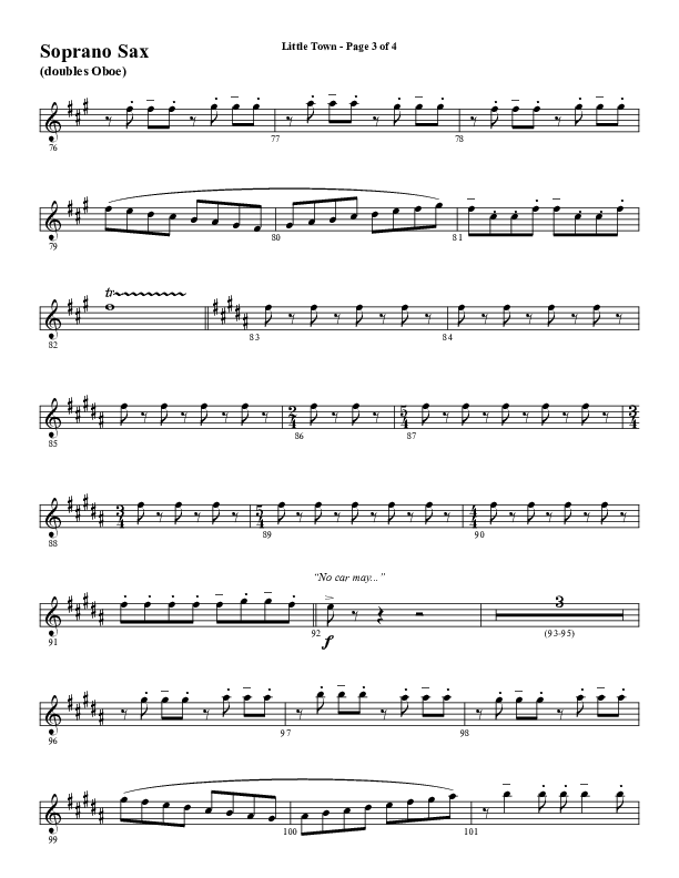 Little Town (Choral Anthem SATB) Soprano Sax (Word Music Choral / Arr. Joshua Spacht)