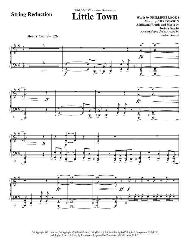 Little Town (Choral Anthem SATB) String Reduction (Word Music Choral / Arr. Joshua Spacht)