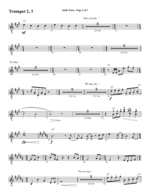 Little Town (Choral Anthem SATB) Trumpet 2/3 (Word Music Choral / Arr. Joshua Spacht)