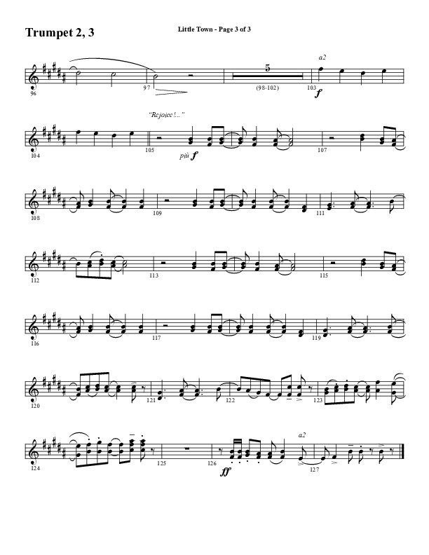 Little Town (Choral Anthem SATB) Trumpet 2/3 (Word Music Choral / Arr. Joshua Spacht)