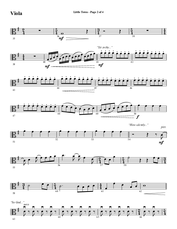 Little Town (Choral Anthem SATB) Viola (Word Music Choral / Arr. Joshua Spacht)