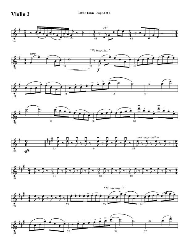 Little Town (Choral Anthem SATB) Violin 2 (Word Music Choral / Arr. Joshua Spacht)