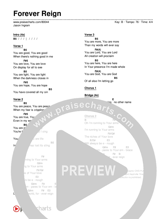 Forever Reign Chords & Lyrics (Jason Ingram)