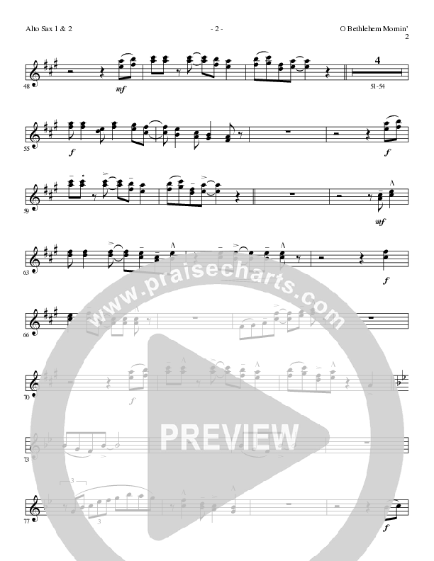 O Bethlehem Mornin' (Choral Anthem SATB) Alto Sax 1/2 (Lillenas Choral / Arr. David Clydesdale)