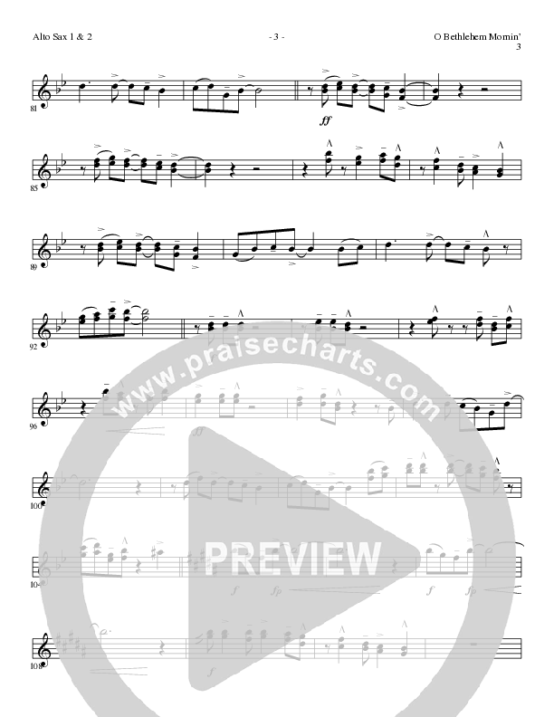 O Bethlehem Mornin' (Choral Anthem SATB) Alto Sax 1/2 (Lillenas Choral / Arr. David Clydesdale)