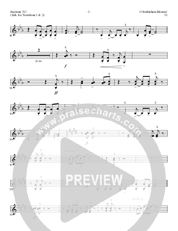 O Bethlehem Mornin' (Choral Anthem SATB) Baritone TC (Lillenas Choral / Arr. David Clydesdale)