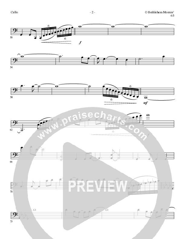 O Bethlehem Mornin' (Choral Anthem SATB) Cello (Lillenas Choral / Arr. David Clydesdale)