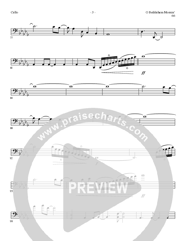 O Bethlehem Mornin' (Choral Anthem SATB) Cello (Lillenas Choral / Arr. David Clydesdale)