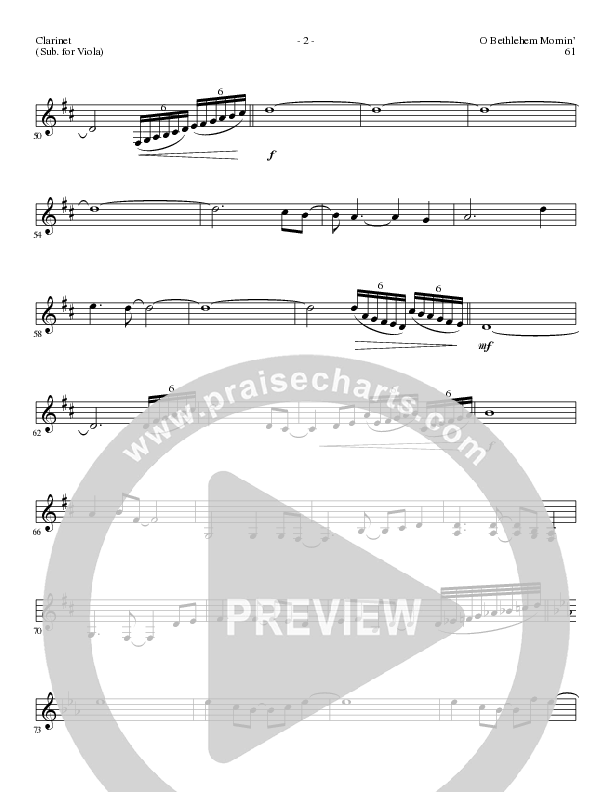 O Bethlehem Mornin' (Choral Anthem SATB) Clarinet (Lillenas Choral / Arr. David Clydesdale)