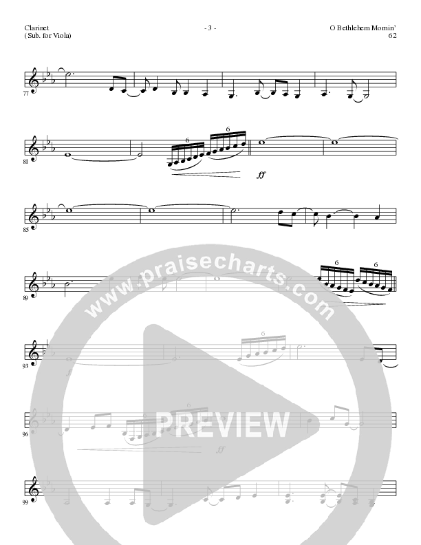 O Bethlehem Mornin' (Choral Anthem SATB) Clarinet (Lillenas Choral / Arr. David Clydesdale)