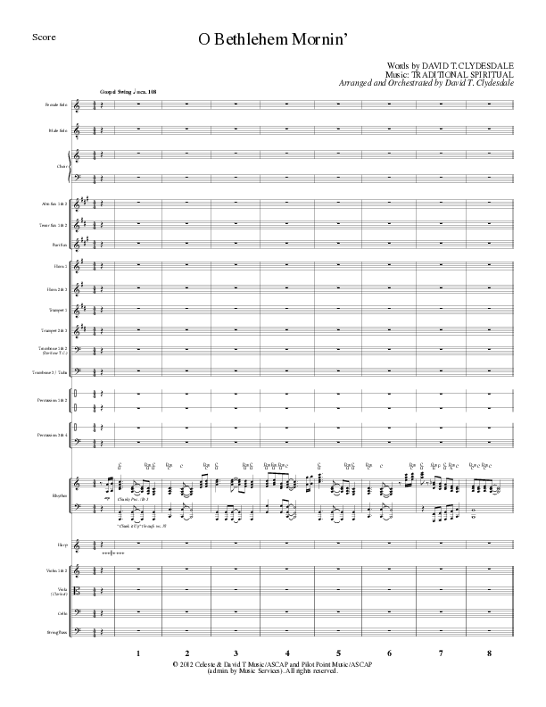 O Bethlehem Mornin' (Choral Anthem SATB) Orchestration (Lillenas Choral / Arr. David Clydesdale)