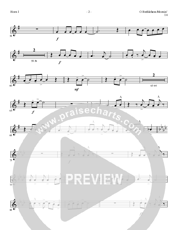 O Bethlehem Mornin' (Choral Anthem SATB) French Horn (Lillenas Choral / Arr. David Clydesdale)