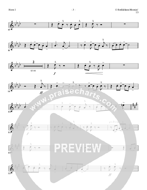 O Bethlehem Mornin' (Choral Anthem SATB) French Horn (Lillenas Choral / Arr. David Clydesdale)