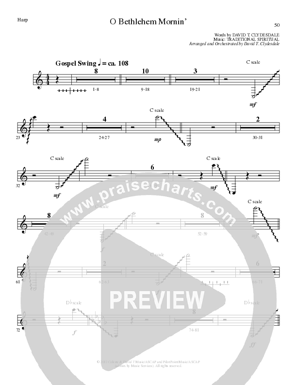 O Bethlehem Mornin' (Choral Anthem SATB) Harp (Lillenas Choral / Arr. David Clydesdale)