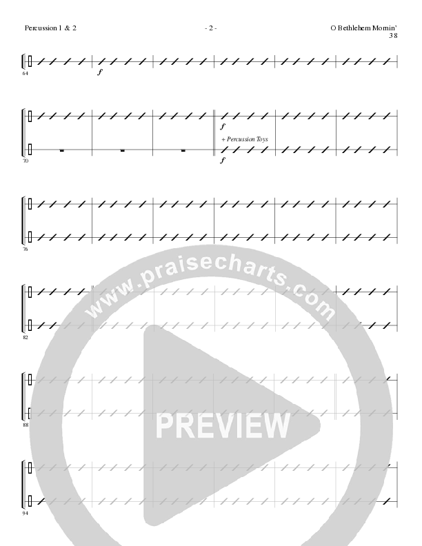 O Bethlehem Mornin' (Choral Anthem SATB) Percussion (Lillenas Choral / Arr. David Clydesdale)