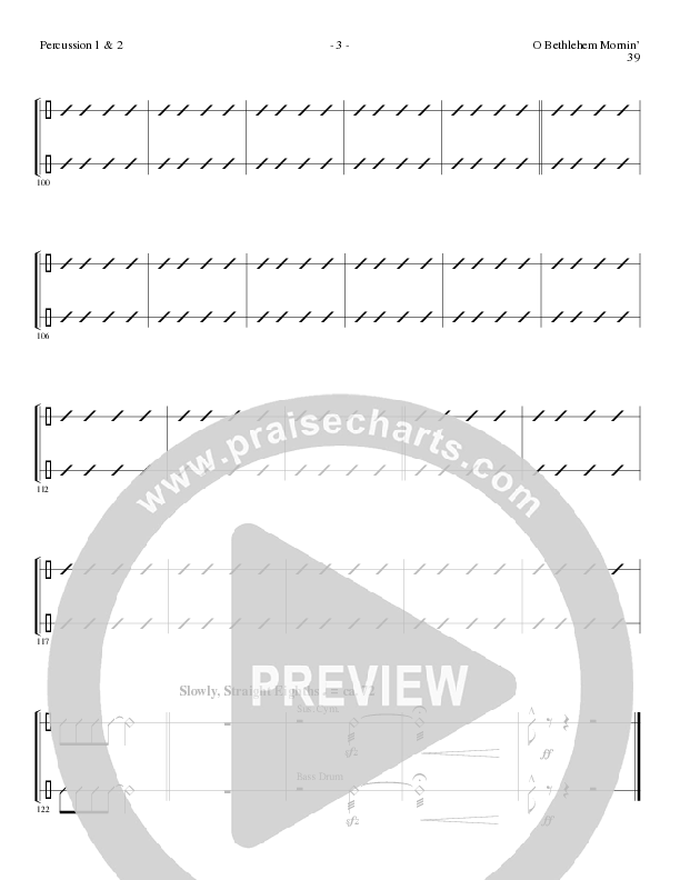 O Bethlehem Mornin' (Choral Anthem SATB) Percussion (Lillenas Choral / Arr. David Clydesdale)