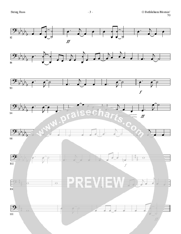 O Bethlehem Mornin' (Choral Anthem SATB) String Bass (Lillenas Choral / Arr. David Clydesdale)