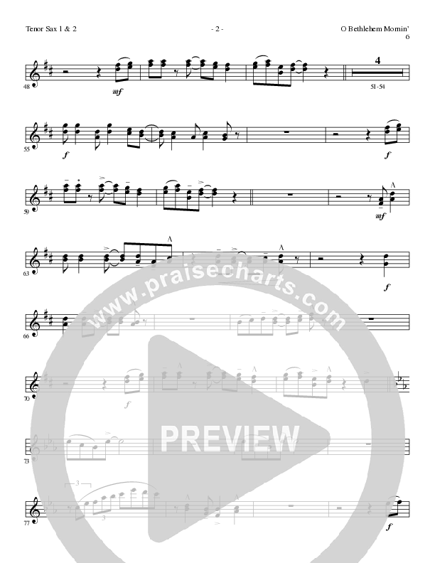 O Bethlehem Mornin' (Choral Anthem SATB) Tenor Sax 1/2 (Lillenas Choral / Arr. David Clydesdale)