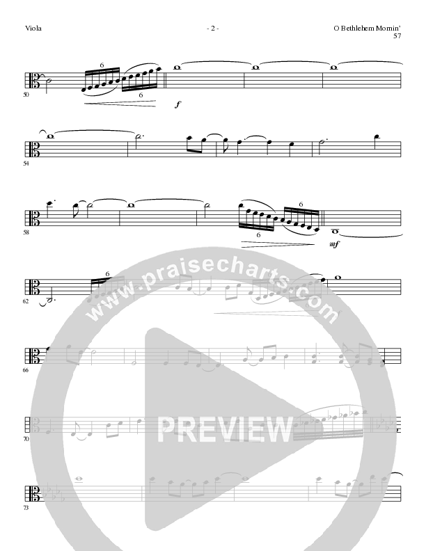 O Bethlehem Mornin' (Choral Anthem SATB) Viola (Lillenas Choral / Arr. David Clydesdale)