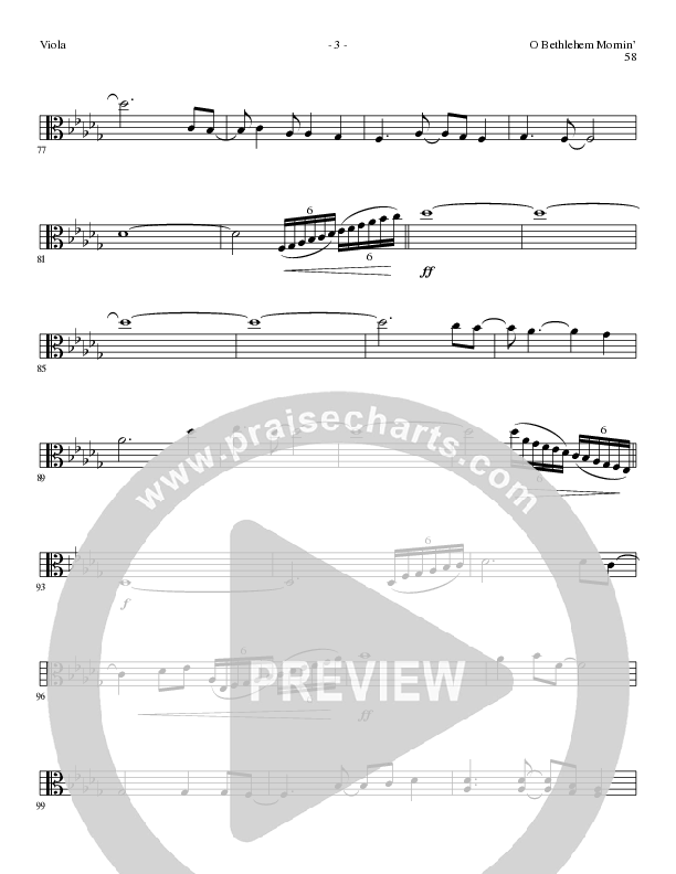 O Bethlehem Mornin' (Choral Anthem SATB) Viola (Lillenas Choral / Arr. David Clydesdale)