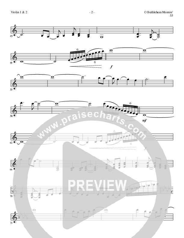 O Bethlehem Mornin' (Choral Anthem SATB) Violin 1/2 (Lillenas Choral / Arr. David Clydesdale)