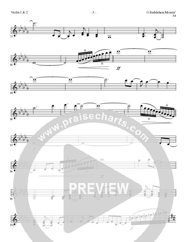 O Bethlehem Mornin' (Choral Anthem SATB) Violin 1/2 (Lillenas Choral / Arr. David Clydesdale)