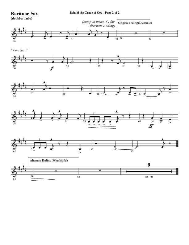 Behold The Grace Of God (Choral Anthem SATB) Bari Sax (Word Music Choral / Arr. J. Daniel Smith)