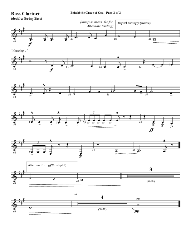 Behold The Grace Of God (Choral Anthem SATB) Bass Clarinet (Word Music Choral / Arr. J. Daniel Smith)