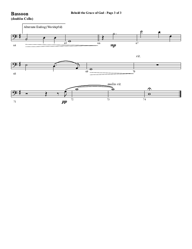 Behold The Grace Of God (Choral Anthem SATB) Bassoon (Word Music Choral / Arr. J. Daniel Smith)