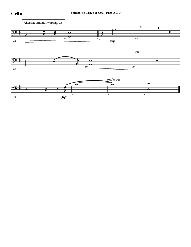 Behold The Grace Of God (Choral Anthem SATB) Cello (Word Music Choral / Arr. J. Daniel Smith)