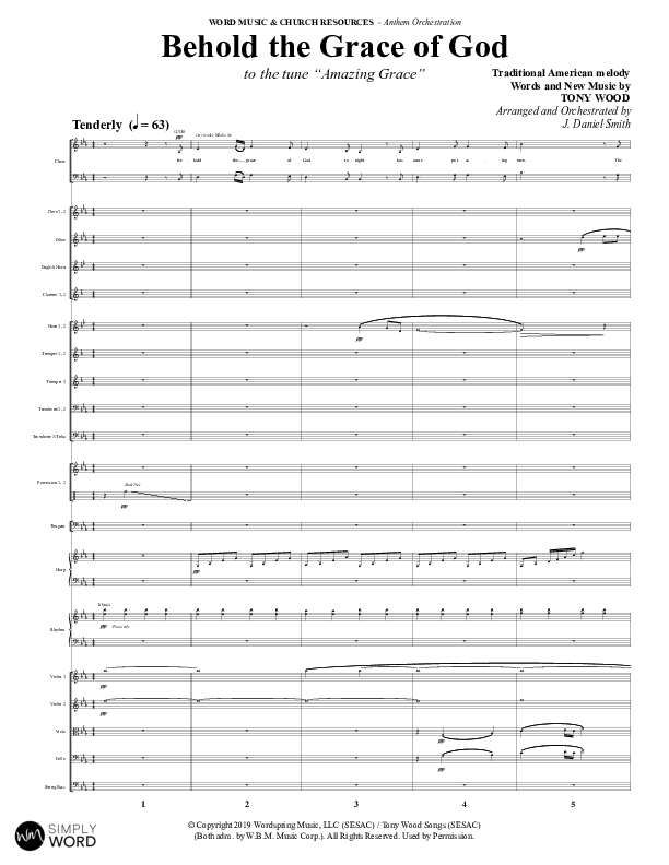 Behold The Grace Of God (Choral Anthem SATB) Orchestration (Word Music Choral / Arr. J. Daniel Smith)