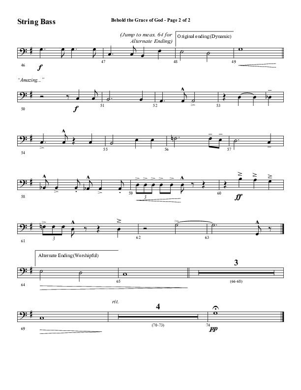 Behold The Grace Of God (Choral Anthem SATB) Double Bass (Word Music Choral / Arr. J. Daniel Smith)