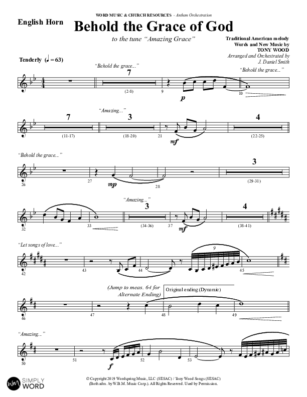 Behold The Grace Of God (Choral Anthem SATB) English Horn (Word Music Choral / Arr. J. Daniel Smith)