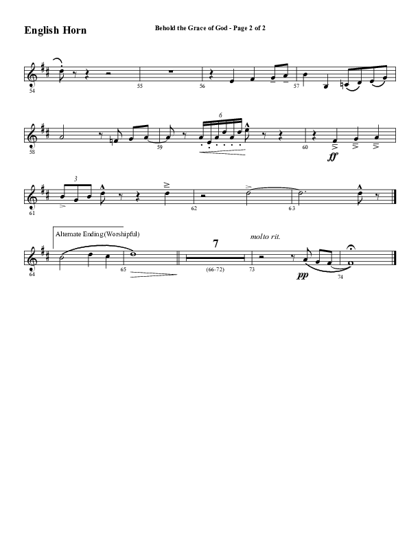 Behold The Grace Of God (Choral Anthem SATB) English Horn (Word Music Choral / Arr. J. Daniel Smith)