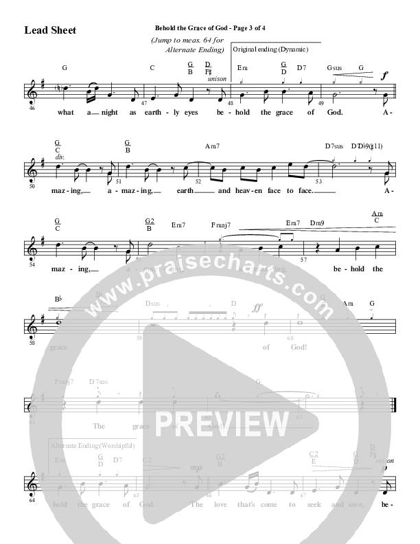 Behold The Grace Of God (Choral Anthem SATB) Lead Sheet (Melody) (Word Music Choral / Arr. J. Daniel Smith)