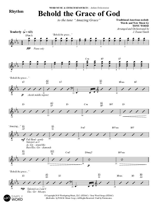Behold The Grace Of God (Choral Anthem SATB) Rhythm Chart (Word Music Choral / Arr. J. Daniel Smith)