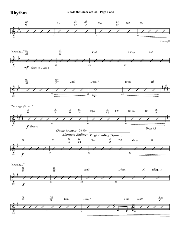 Behold The Grace Of God (Choral Anthem SATB) Rhythm Chart (Word Music Choral / Arr. J. Daniel Smith)