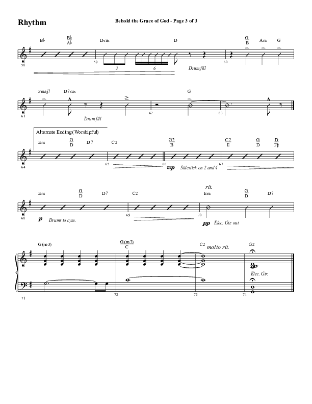 Behold The Grace Of God (Choral Anthem SATB) Rhythm Chart (Word Music Choral / Arr. J. Daniel Smith)