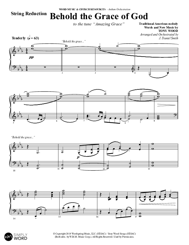 Behold The Grace Of God (Choral Anthem SATB) String Reduction (Word Music Choral / Arr. J. Daniel Smith)