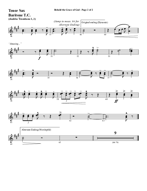 Behold The Grace Of God (Choral Anthem SATB) Tenor Sax/Baritone T.C. (Word Music Choral / Arr. J. Daniel Smith)