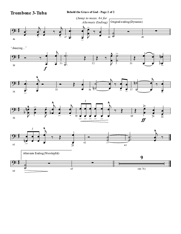 Behold The Grace Of God (Choral Anthem SATB) Trombone 3/Tuba (Word Music Choral / Arr. J. Daniel Smith)