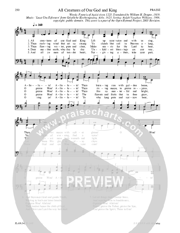 All Creatures Of Our God And King Hymn Sheet (SATB) (Traditional Hymn)