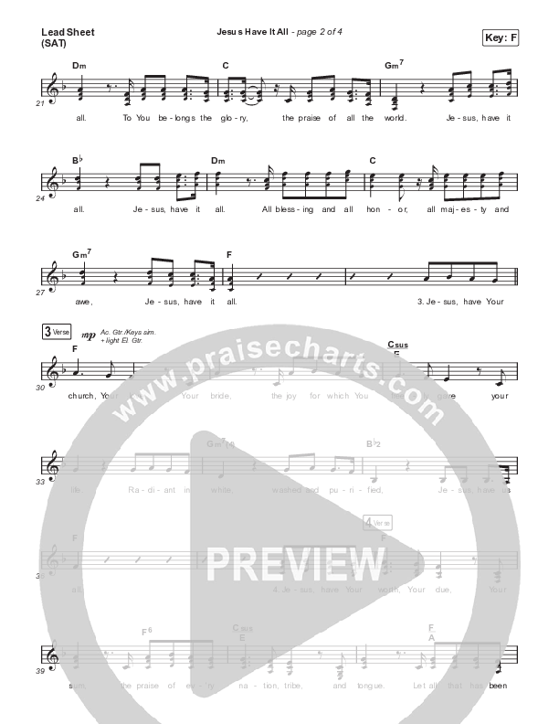 Jesus Have It All Lead Sheet (SAT) (Jeremy Riddle)