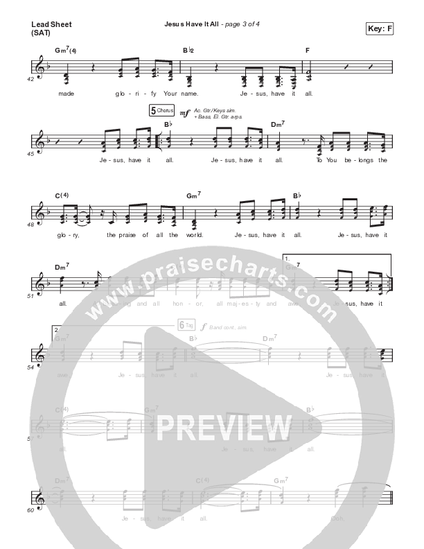 Jesus Have It All Lead Sheet (SAT) (Jeremy Riddle)