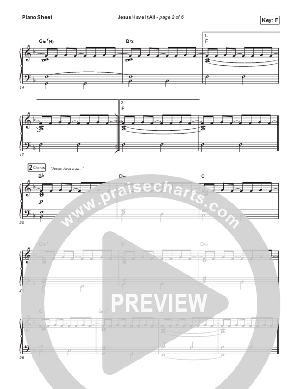 Jesus Have It All Piano Sheet (Jeremy Riddle)
